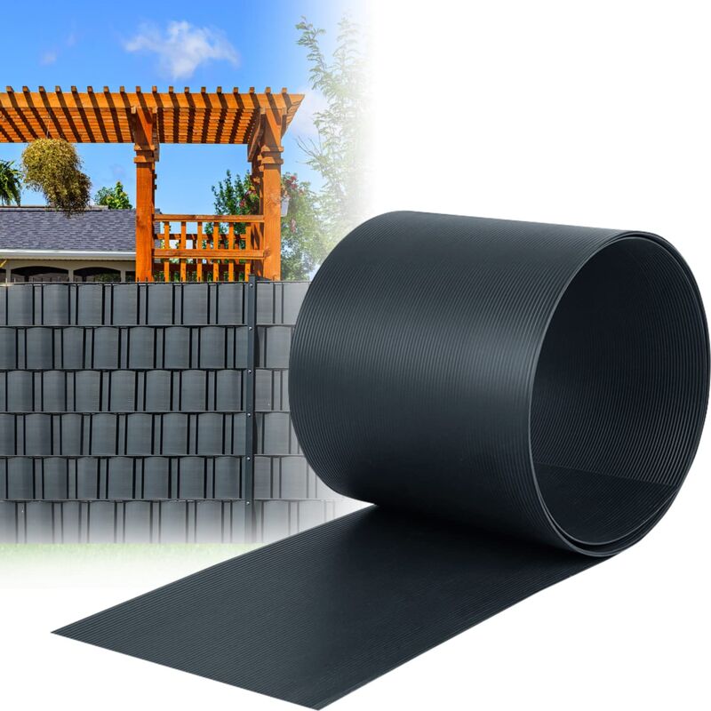 foto del prodotto strisce per la privacy, 10 pellicole per privacy in pvc rigido, 2,5 m x 19 cm, in rotolo, opache, a doppia asta, per recinzione in rete, protezione