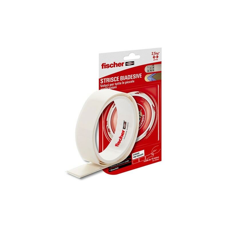 foto del prodotto strisce pre tagliate biadesive 19 pezzi 22 x 36 mm fischer 552159