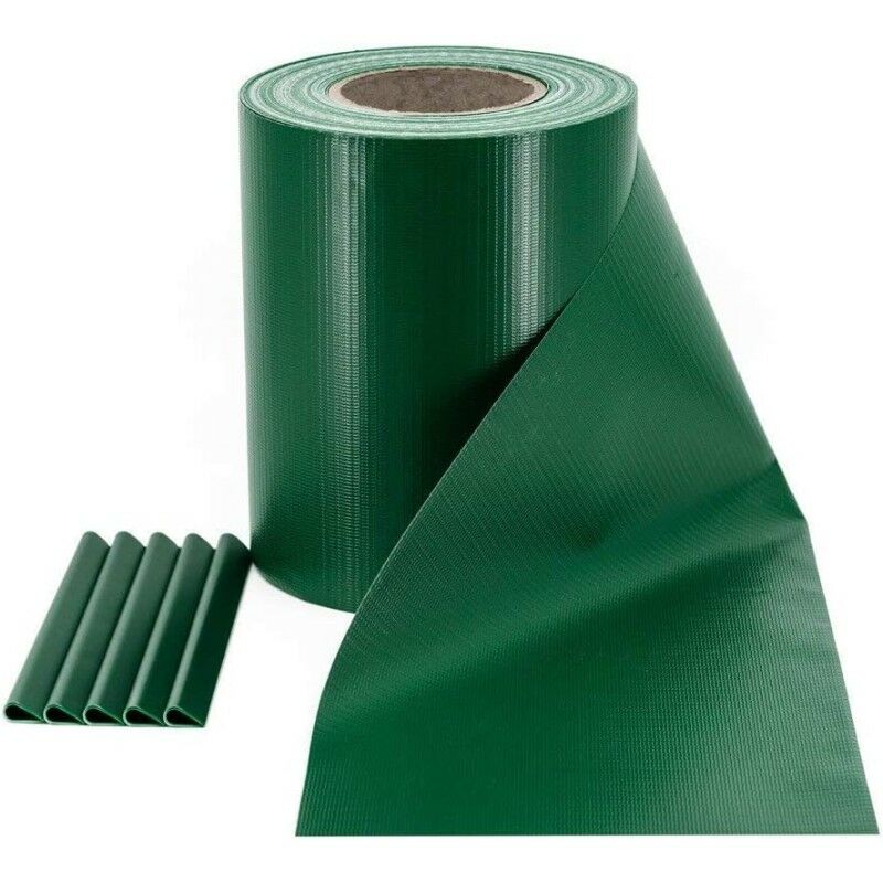 foto del prodotto strisce schermanti in pvc per recinzioni cancellate e ringhiere con clips, verde, 70 m x 19 cm