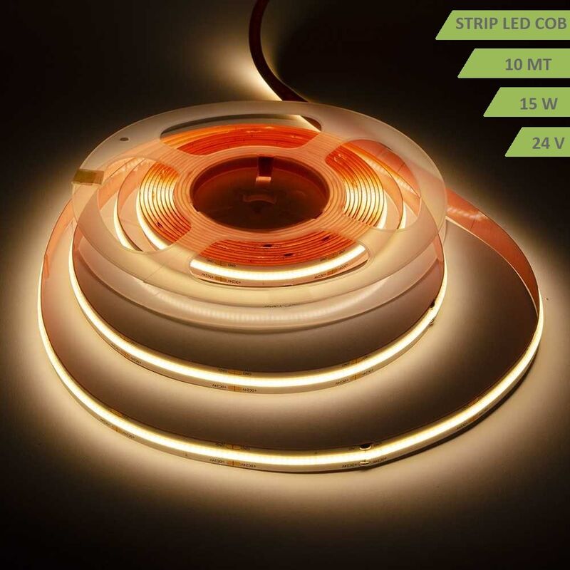 foto del prodotto strisci led cob 24v 15w mt 10 metri strip alta luminosit dimmerabile adesiva luce bianco caldo naturale calda 3000k