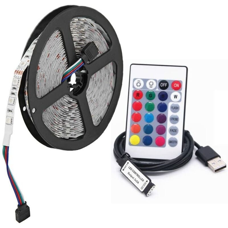 foto del prodotto striscia 150 led rgb con telecomando per interno 5 mt sezionabile