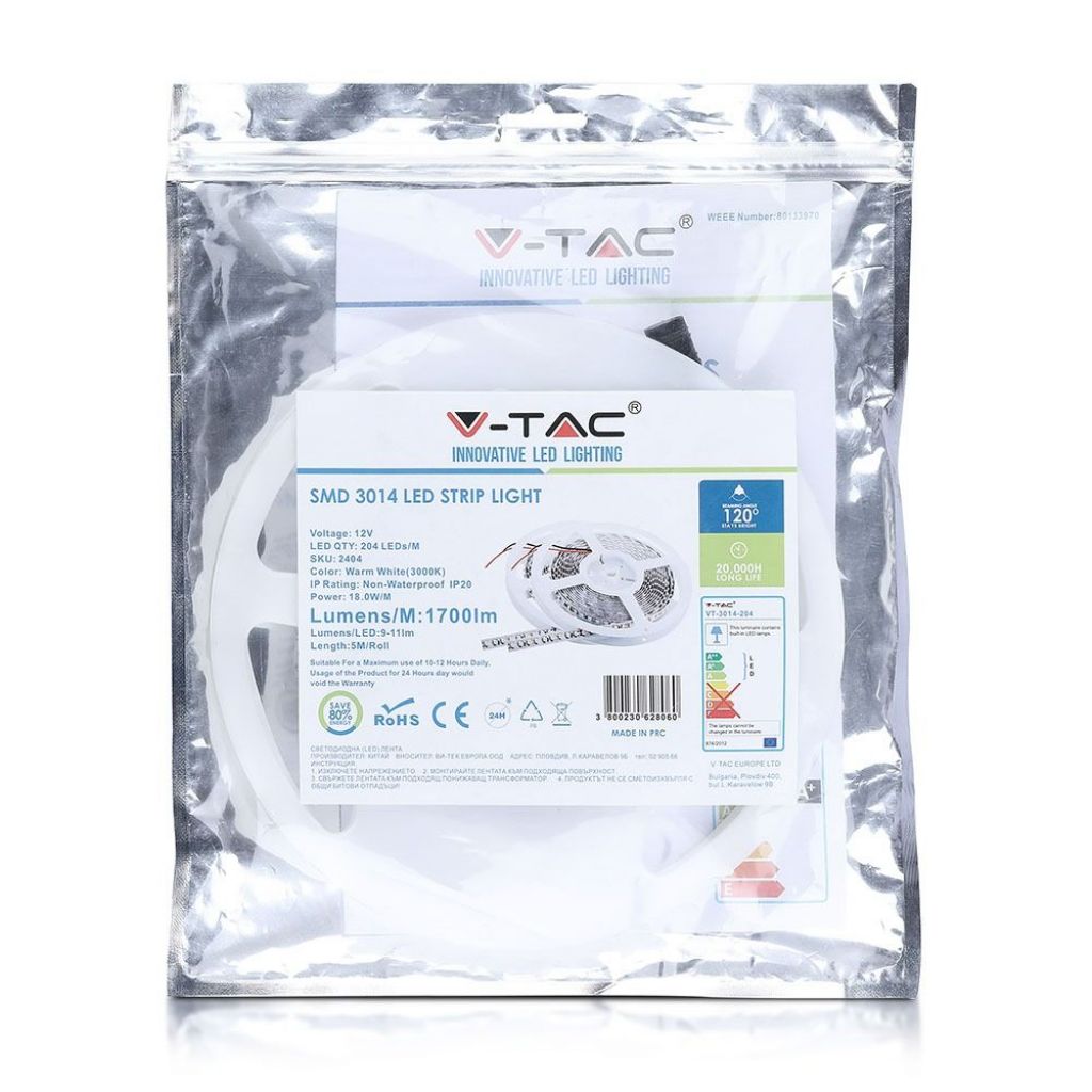 foto del prodotto striscia a led smd3014 - 204 led 3000k non a prova di acqua