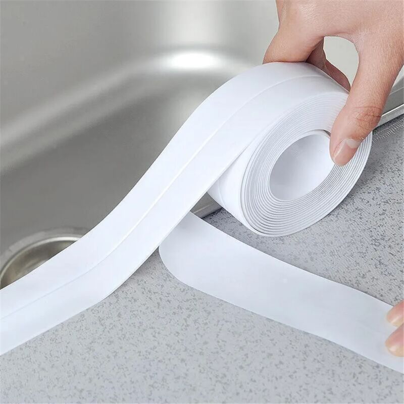 foto del prodotto striscia di mastice per pareti in pe, autoadesiva, sigillante decorativo impermeabile per cucina, bagno, doccia, wc, angolo della parete, 3,2 x 3,8 cm