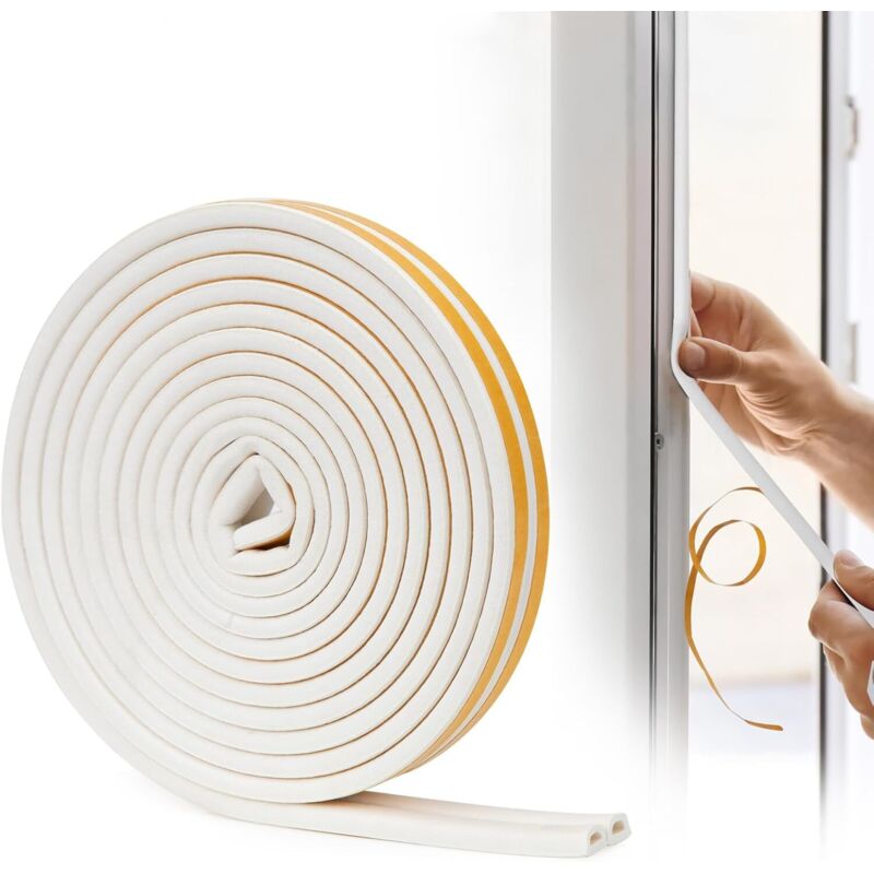 foto del prodotto striscia di tenuta d profile, sigillante per porte e finestre con forte adesione, isolamento acustico e resistente alle intemperie, 6 metri bianco 