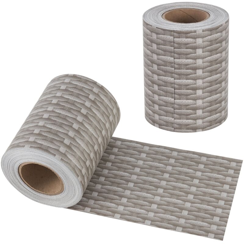 foto del prodotto striscia frangivista in pvc 35 m x 19 cm 6,65 m grigia con effetto rattan
