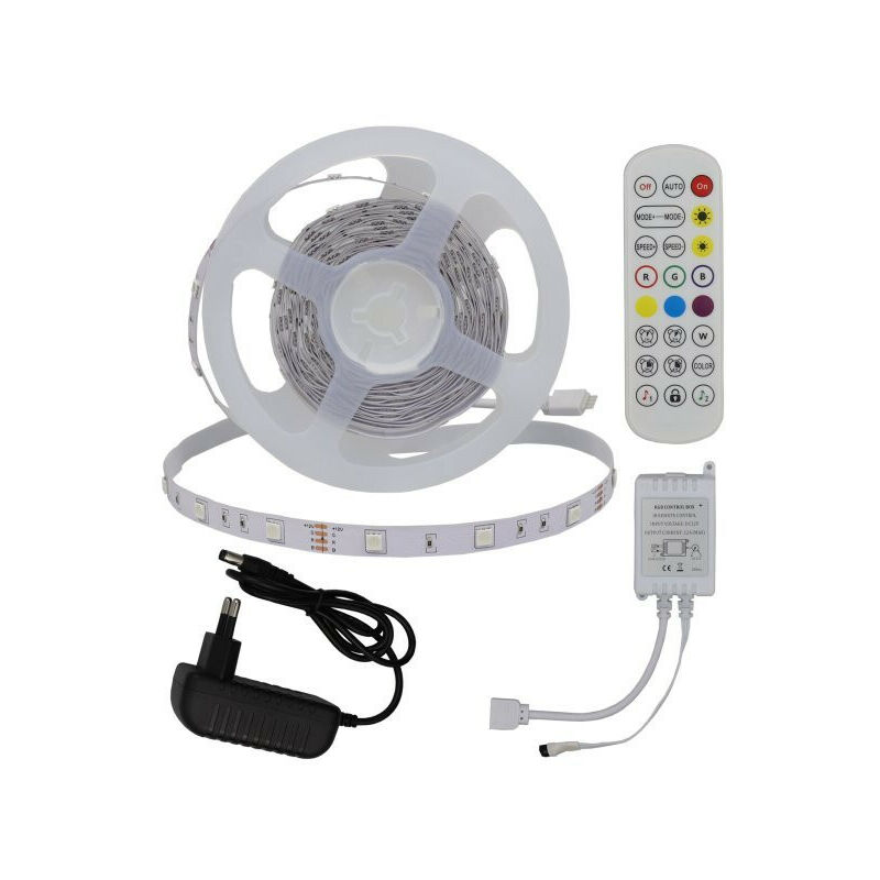 foto del prodotto striscia led 12w dc12v 30 smd m lunghezza 5m rgb multicolor