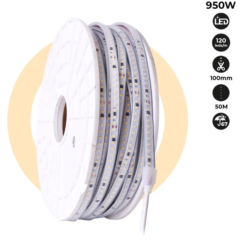 foto del prodotto striscia led 220v 950w 6000xsmd2835 12mm idonea per bianco neutro