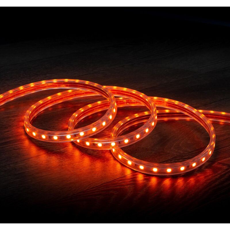 immagine 0 del prodotto striscia led 220v ac 60 led m arancione ip65 su misura larghezza 14mm taglio ogni 100cm 5 m