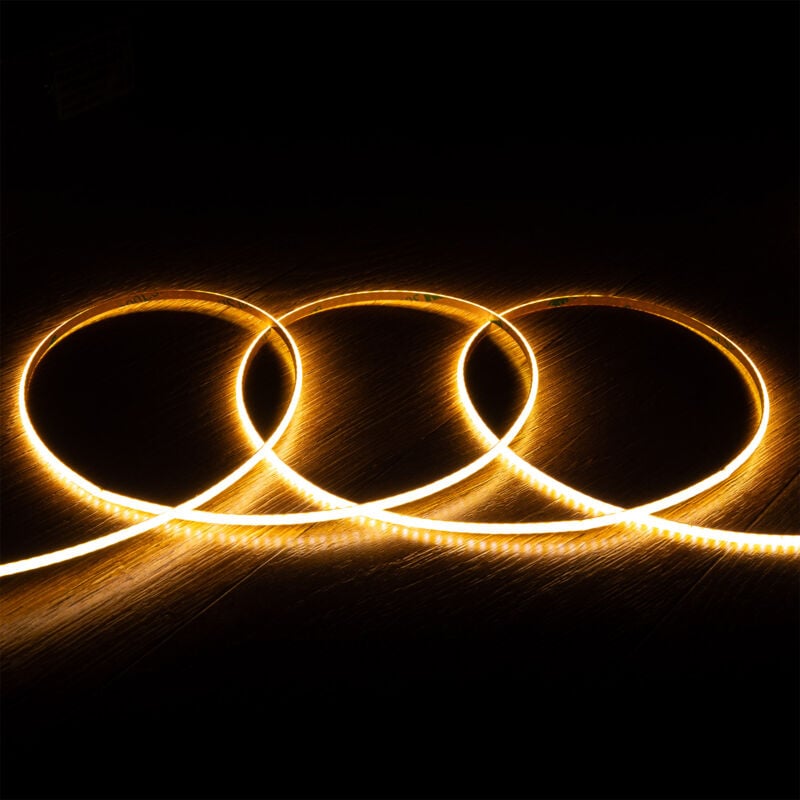 foto del prodotto striscia led 24v dc cob 320 led m 360 lm m 5m ip20 cri90 larghezza 3mm super narrow taglio ad ogni 5 cm. bianco caldo 2700k