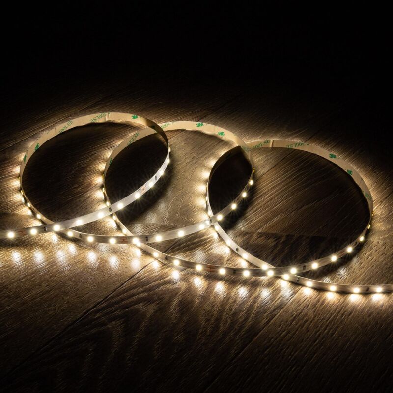 foto del prodotto striscia led 24v dc smd2835 60led m 5m ip20 larghezza 8mm taglio 10cm bianco naturale 4000k