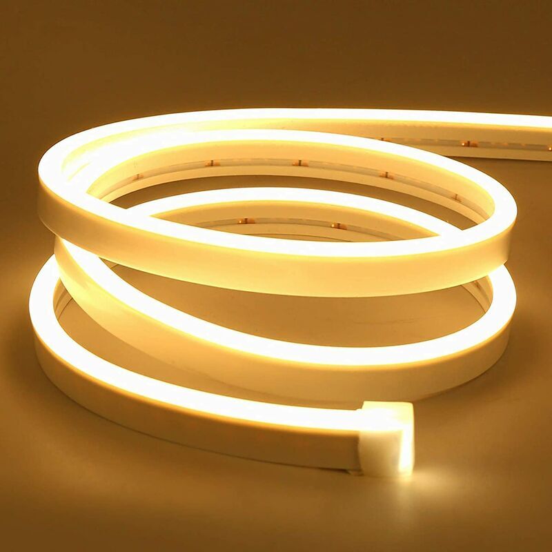 foto del prodotto striscia led 2m, striscia led neon bianco caldo 12v 3000k dimmerabile, ip67 impermeabile flessibile, striscia led fai da te in silicone con