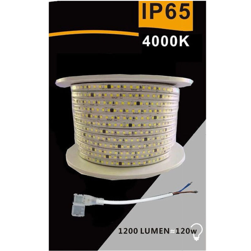 foto del prodotto striscia led 3535 220v 12w mt 120led mt 100 mt 8mm vari colori di luce 3535 120d bianco naturale trade shop traesio