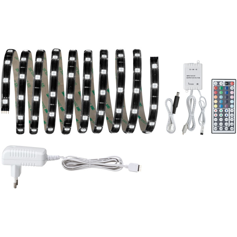 foto del prodotto striscia led adesiva 3mt 1x28,8w led rgb spina alimentazione e telecomando per cambio colori paulmann