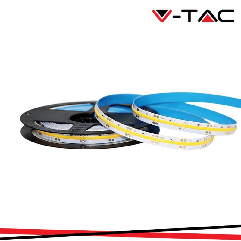 foto del prodotto striscia led cob 10w m 5m 24v 800lm m 3000k ip20 8mm v tac