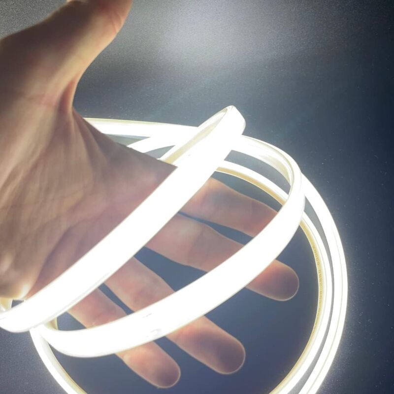 foto del prodotto striscia led cob 220v alta luminosità 432 luci al metro ip65 impermeabile, effetto neon per decorazione casa, disponibile in diverse misure e colori