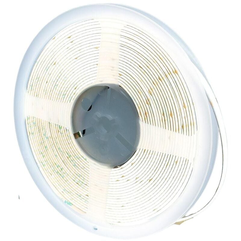 foto del prodotto striscia led cob 24v bianca adesiva ip20 interni - 15w m - 420 led m - 1500 lumen m - trasformatore 200w - dimmerabile - sottile 7mm - 10 metri