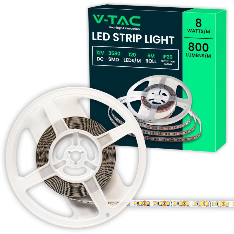 foto del prodotto striscia led da interno smd 3528 8w 5 metri strisce led adesiva per casa, cucina, camera, ambienti interni nastro led luminoso 800 lumen