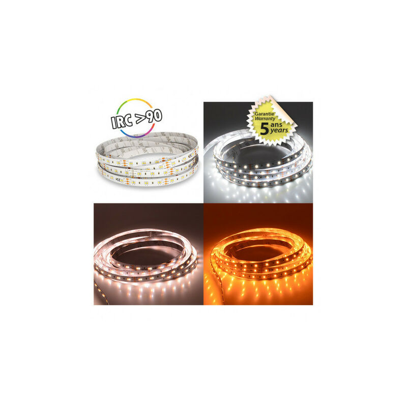 foto del prodotto striscia led dc12v 48w 120led m 960lm m 120 ip20 5m cct bianco tres warm 1800k a white day 6500k 