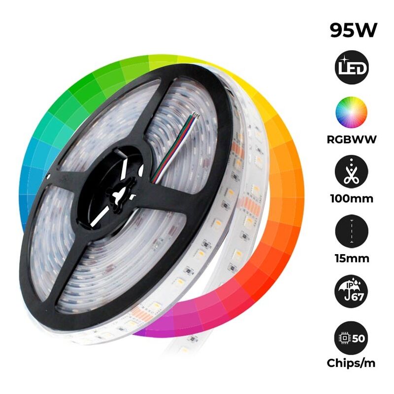 foto del prodotto striscia led impermeabile rgbww 19w m 24v 60ch m ip67