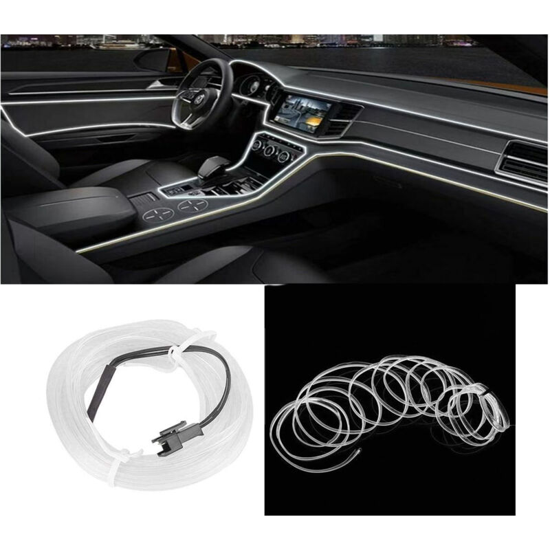foto del prodotto striscia led interni auto 5m luce decorativa atmosfera tagliabile bianco 03037