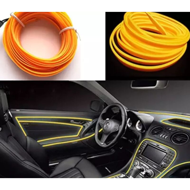 foto del prodotto striscia led interni auto gialla 3mt 12v luce colorata