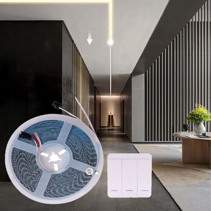 foto del prodotto striscia led luminosa light running cammina 24v da 5mt 59 watt con controller luce bianca fredda 6500k