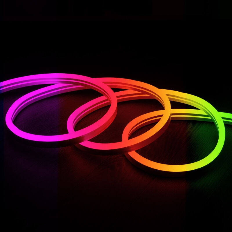 foto del prodotto striscia led neon 11 w m rgb 220v ac 60 led m semicircolare 180 ip67 taglio su misura ad ogni 100 cm 15 m