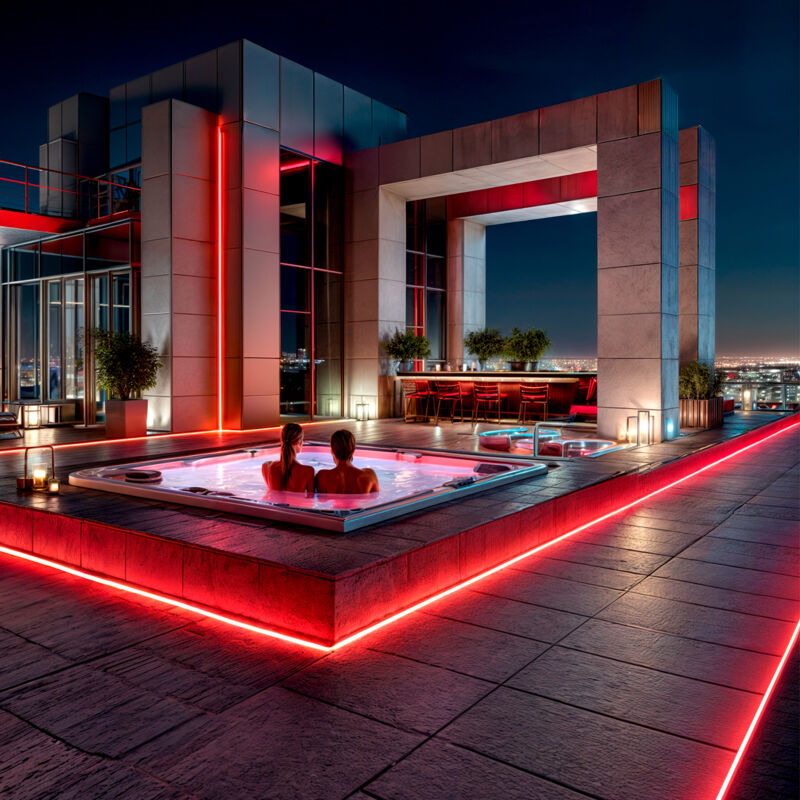 foto del prodotto striscia led neon regolabile 220v rosso semicircolare 180 7.5w m ip67 taglio 100cm 4 m