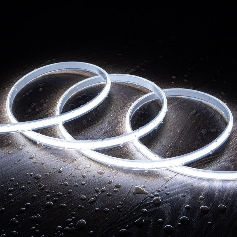 immagine 0 del prodotto striscia led regolabile 220v cob senza raddrizzatore 320 led m 720 lm m larghezza 12 mm ip65 taglio ogni 50 cm su misura bianco freddo 2 m 6000k