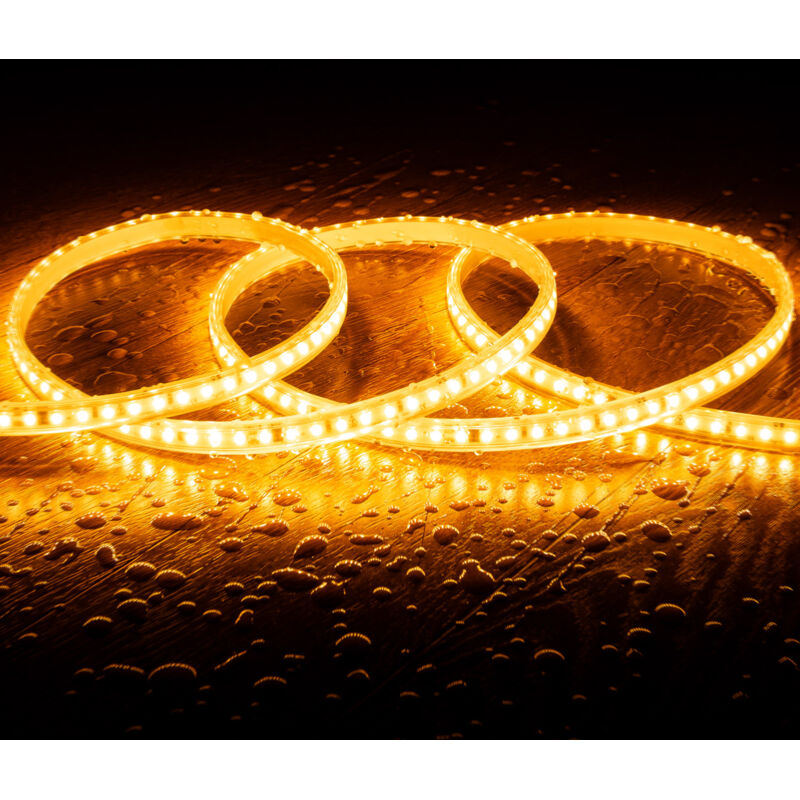 foto del prodotto striscia led regolabile 220v smd2835 senza raddrizzatore 120led/m 1000 lm/m ip65 larghezza 12mm taglio 10 cm su misura bianco caldo 25 m 2200k
