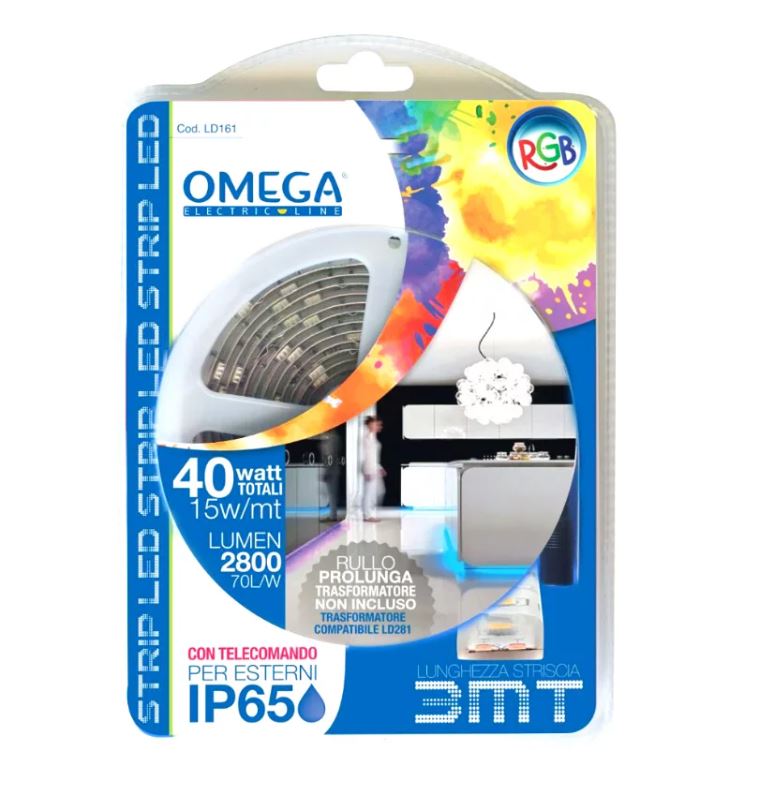 foto del prodotto striscia led rgb in rotolo da 3 metri 220 240v con telecomando