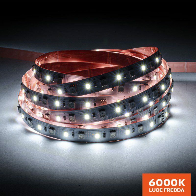 foto del prodotto striscia led rgb w 24v 90w ip20 pcb 12mm bobina da 420 smd 2835 e 4040 fredda 6000k