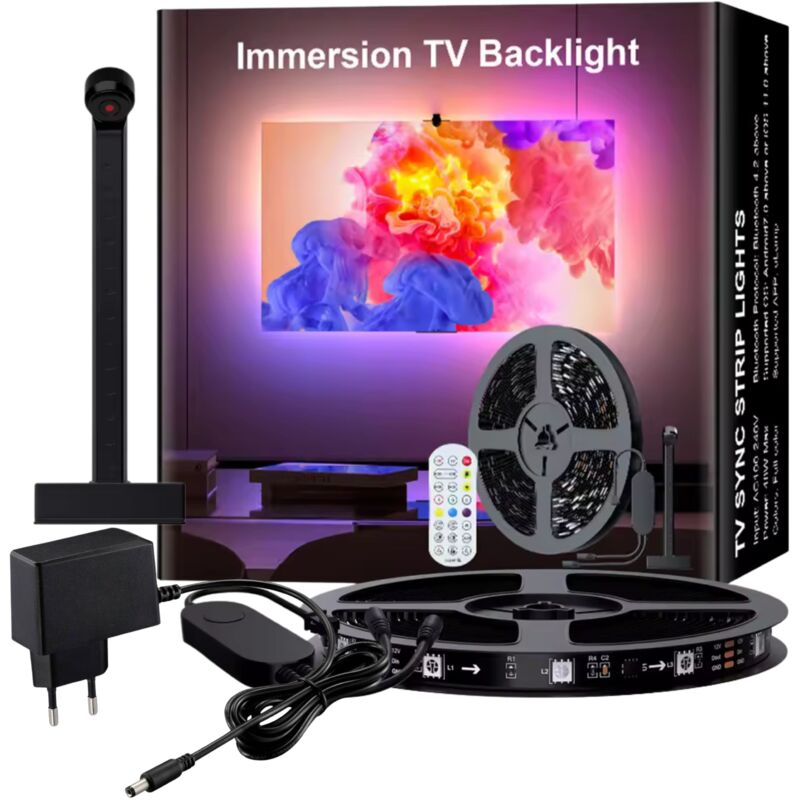 foto del prodotto striscia led rgbic adesiva 3.8m telecomando bluetooth colorata dx23014