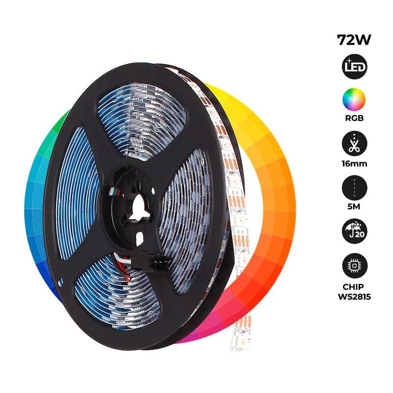 foto del prodotto striscia led smart ic rgb 12v dc 14,4 w m ip20 60 led m 