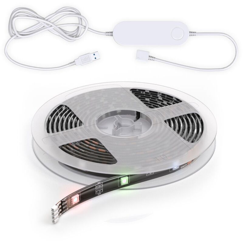 foto del prodotto striscia led smart rgb, 2m, funziona con app, amazon alexa, google home, wi fi, alimentazione usb, cambia colore con lo smartphone, adesiva,
