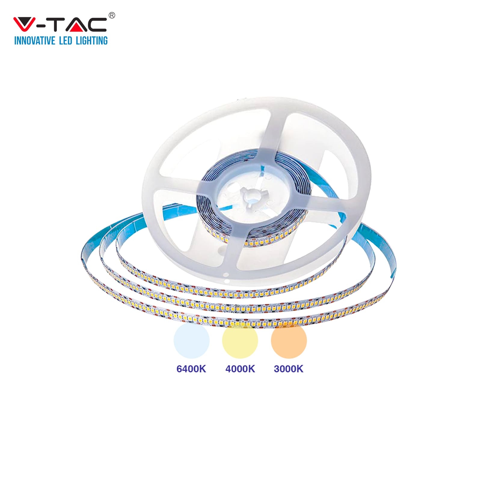 foto del prodotto striscia led v tac chip samsung 24v 10m ip20 sku luce fredda sku 332