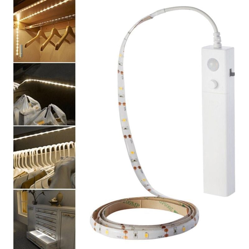 foto del prodotto striscia luminosa a led flessibile con sensore di movimento, luce notturna autoadesiva per camera da letto