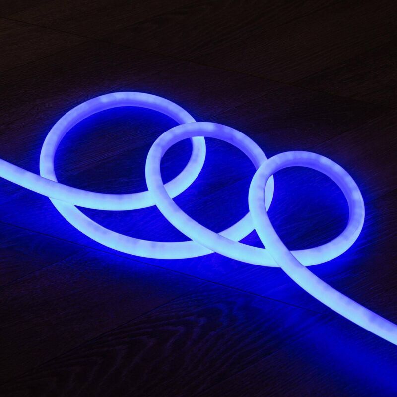 immagine 0 del prodotto striscia neon led regolabile 220v ac 120 led m circolare 360 azzurro ip67 su misura taglio ogni 100cm 5 m