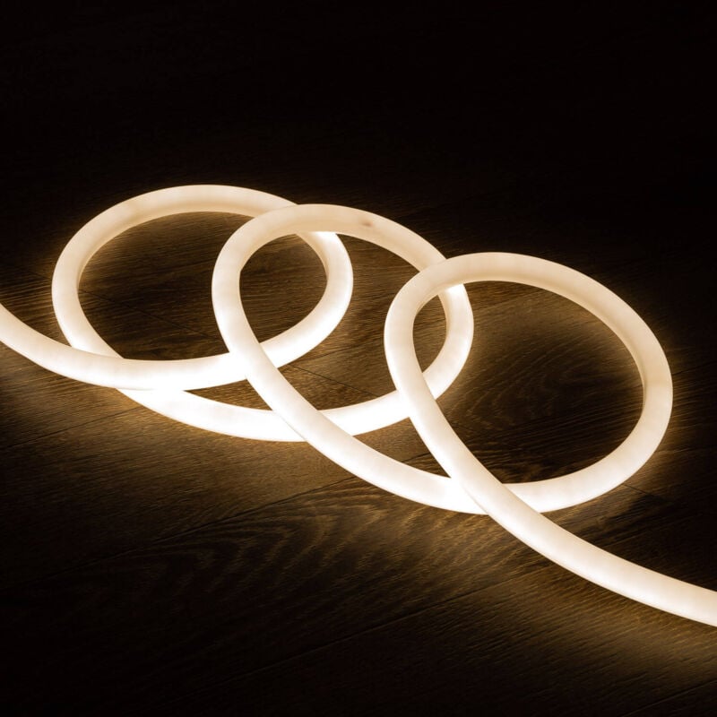 foto del prodotto striscia neon led regolabile 220v ac 120 led m circolare 360 bianco naturale ip67 su misura taglio ogni 100cm 3 m