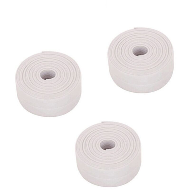 foto del prodotto striscia sigillante impermeabile bianca da 3 rotoli per bagno, striscia sigillante autoadesiva in pvc per vasca da bagno e cucina