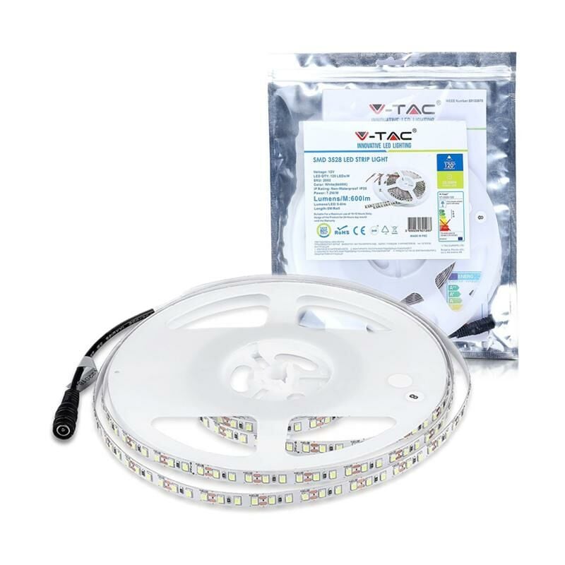 foto del prodotto striscia smd3528 120 led m bianco freddo ip20 6000k luce fredda