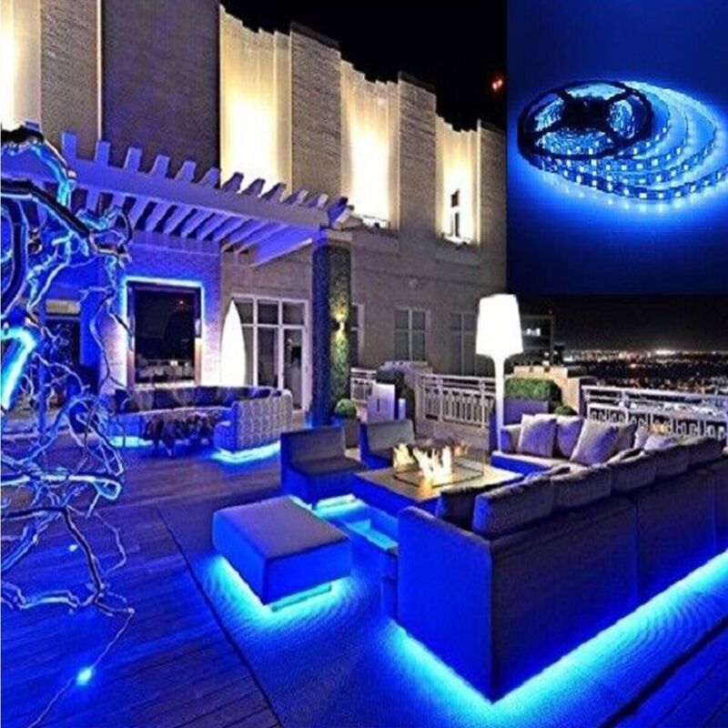 foto del prodotto striscia strip 300 led smd 5050 flessibile 5m adesiva luce blu ip65 14.4 w mt