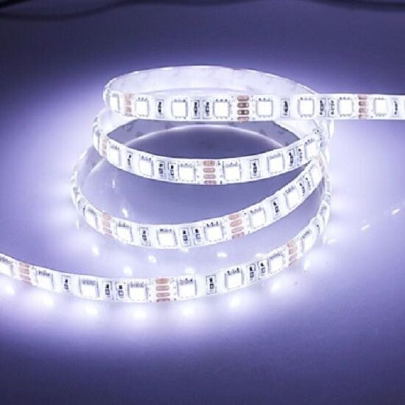 foto del prodotto striscia strip led smd 5050 flessibile 5m adesiva luce bianca bianco freddo ip65
