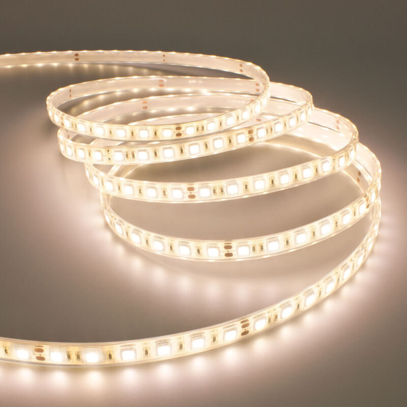 foto del prodotto striscia strip led smd 5050 flessibile 5m adesiva luce bianca naturale ip65