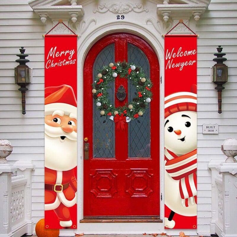 foto del prodotto striscione natalizio con distici natalizi, squisite decorazioni da appendere per interni ed esterni, adatte a pareti, porte, mobili, alberi di