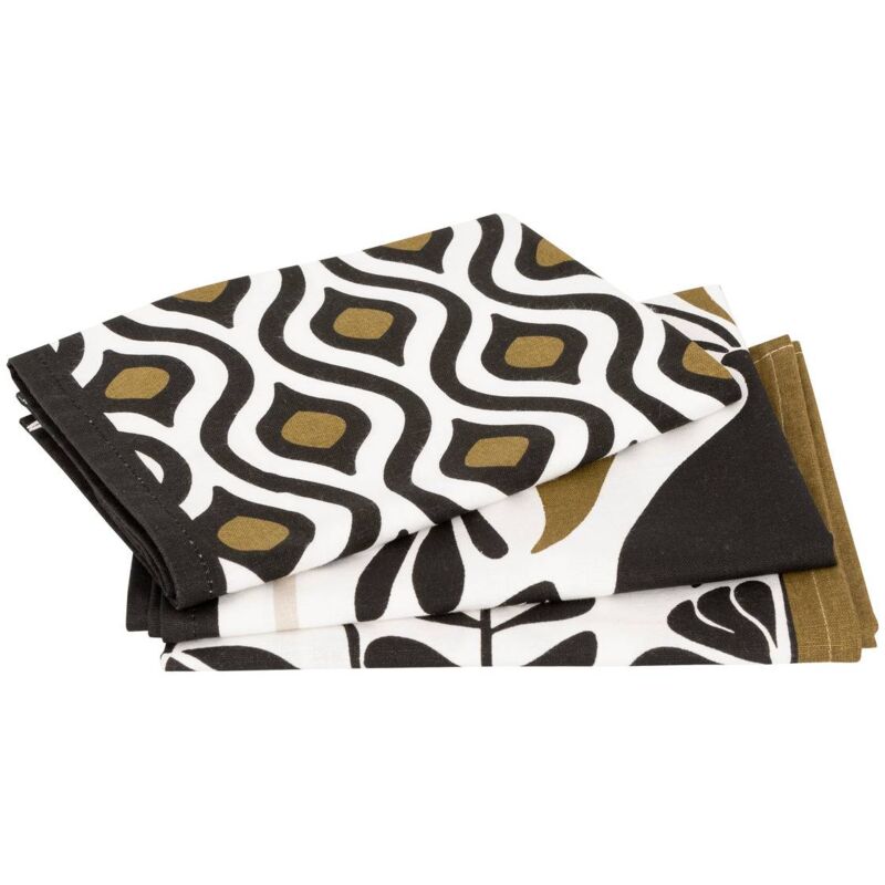 foto del prodotto strofinaccio stampato twisted lime in cotone bianco e nero 45x70cm atmosphera cr ateur d int rieur