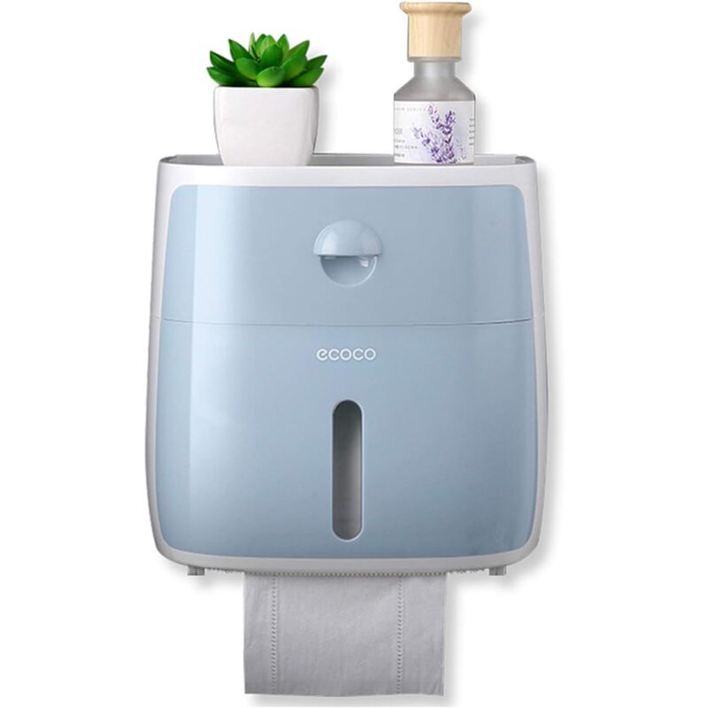 foto del prodotto strong adhesive toilet paper holder, no drilling, bath fixtures, 3m self adhesive, with waterproof and dust cover blue 