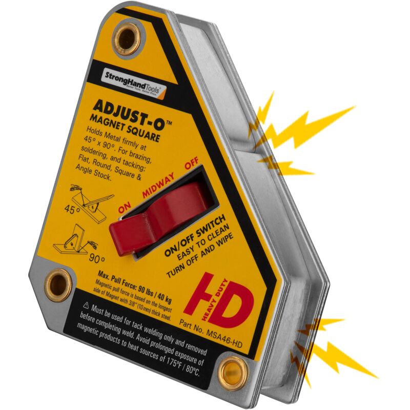 foto del prodotto strong hand tools msa46 hd adjust o magnete quadrato, 4,375 pollici x 3,75 pollici