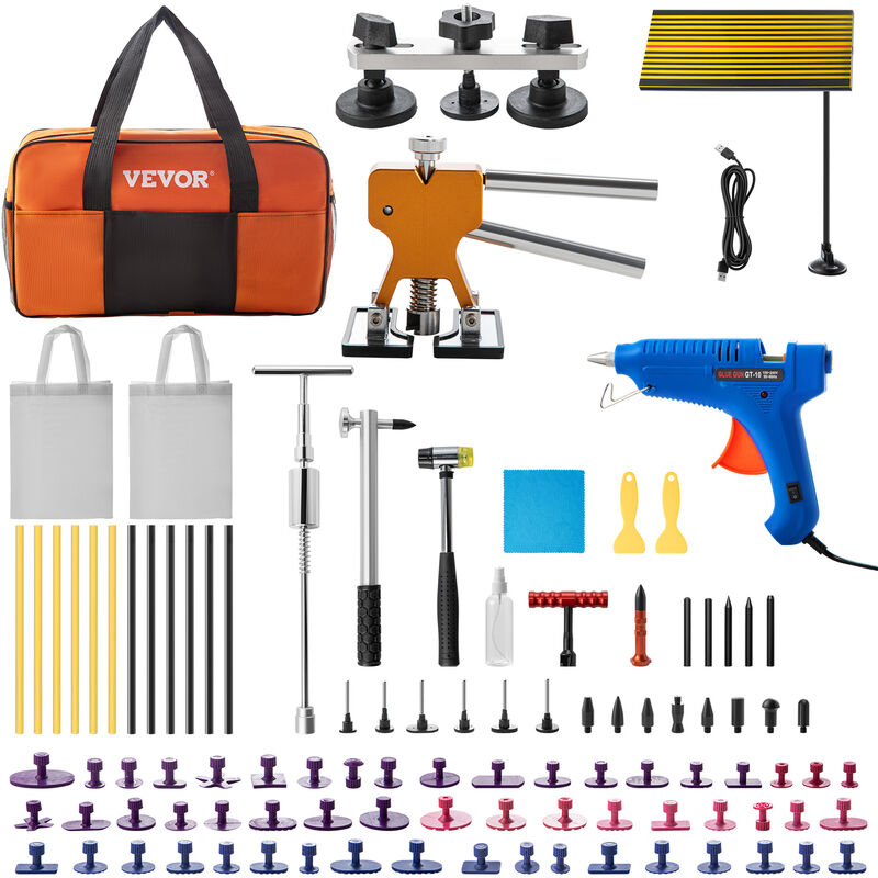 foto del prodotto strumenti kit automobile da 89 pezzi per rimozione delle ammaccature con estrattore e pistola per colla a caldo kit rimozione per carrozzeria