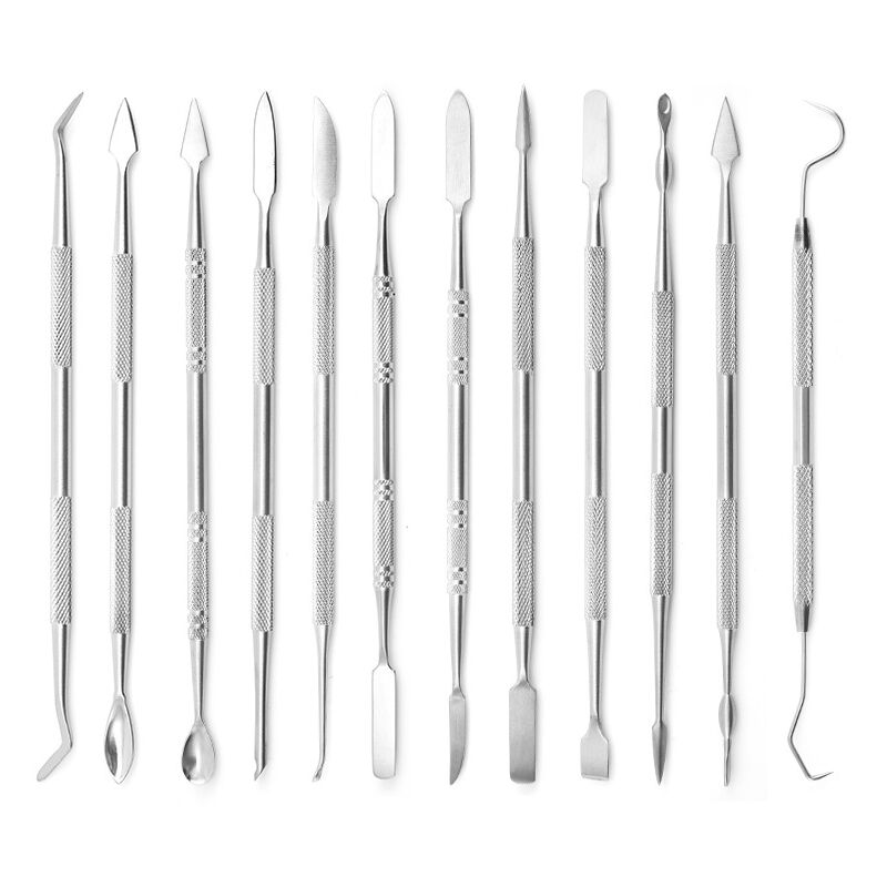 foto del prodotto strumenti per argilla in acciaio, coltelli per argilla in acciaio inossidabile, set di coltelli da intaglio da 12 pezzi, scultura manuale in argilla
